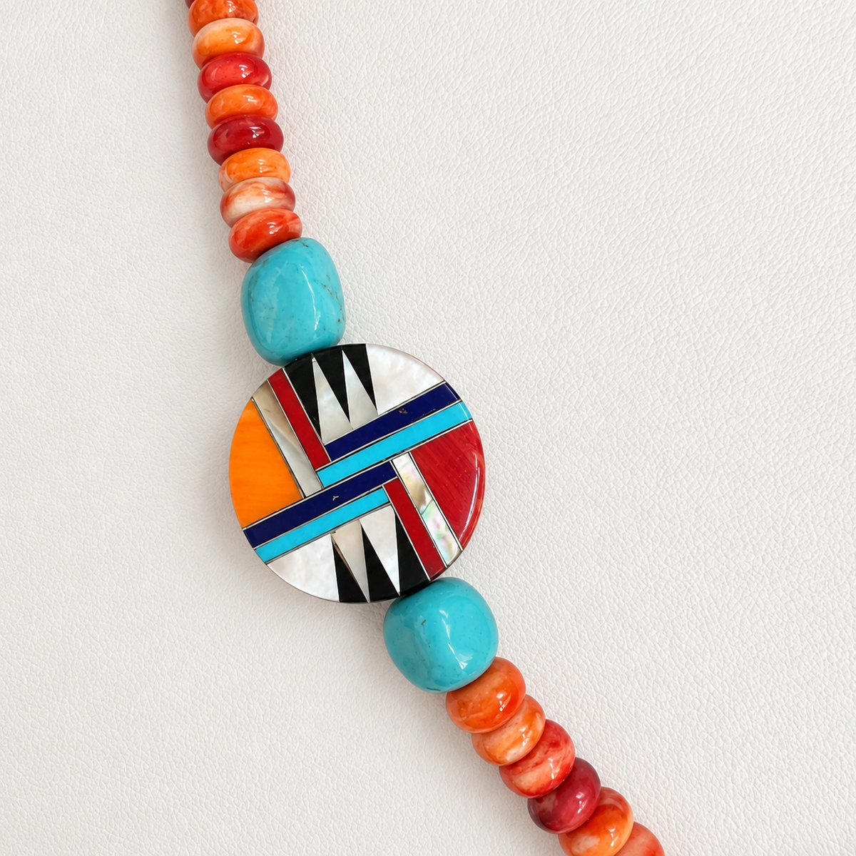 Santo Domingo Inlay Turquoise and Spiny Oyster Necklace