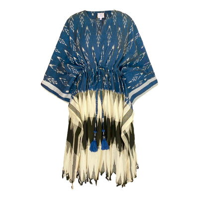 Bernalillo Cotton Ikat Kaftan Dress Handwoven One of a Kind