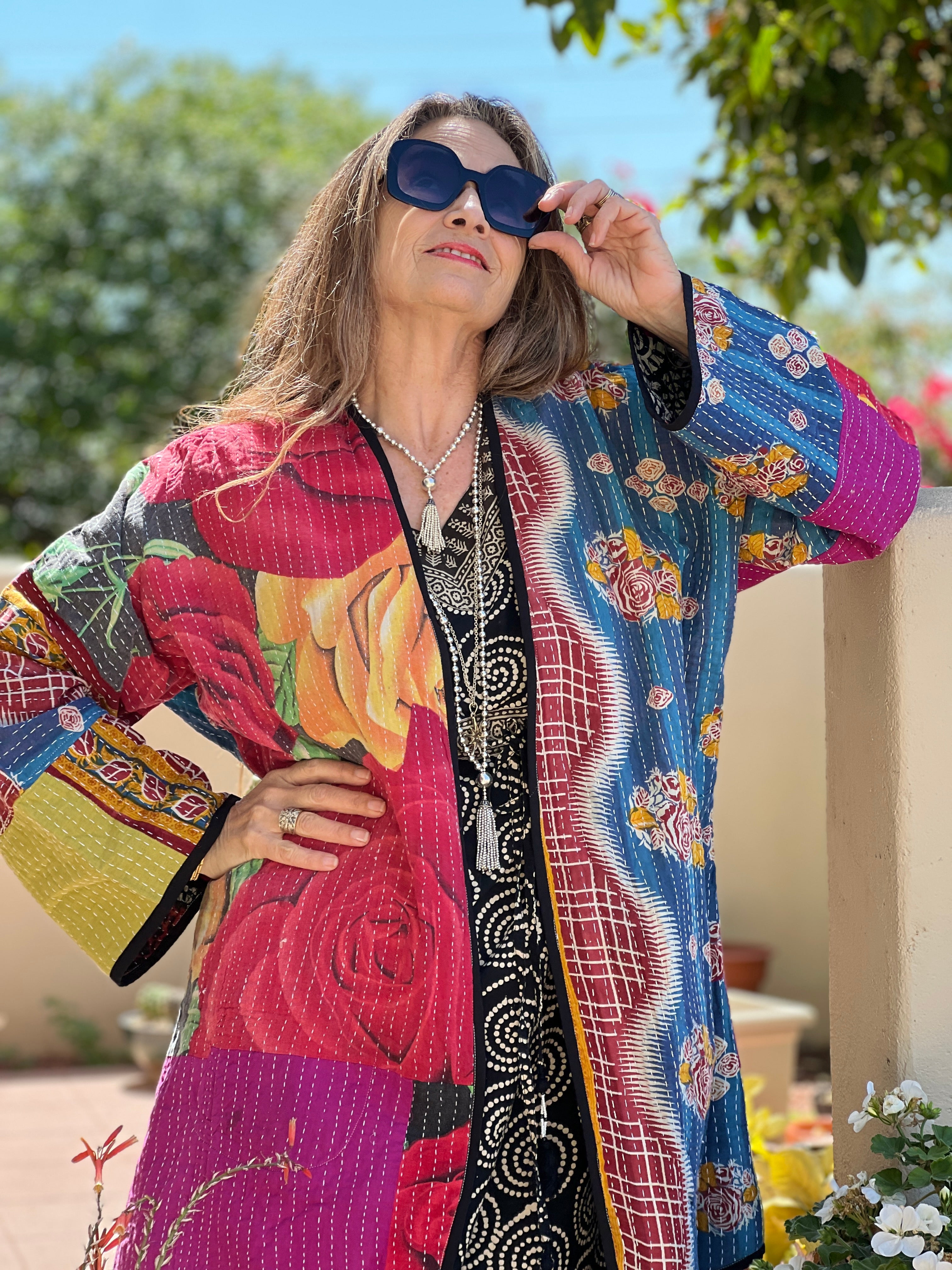 Kovalam Cotton Kantha Coat One of a Kind