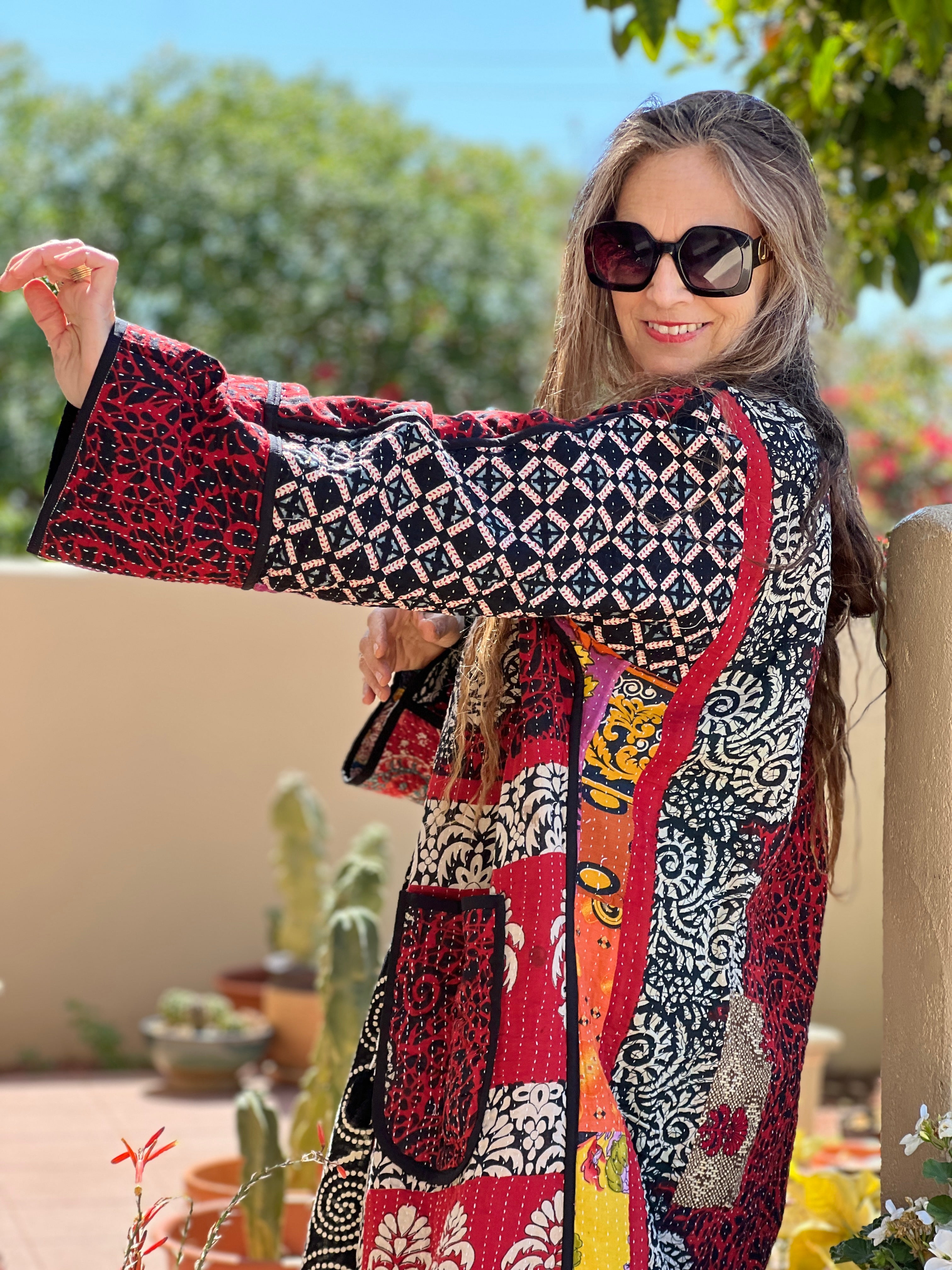 Kovalam Cotton Kantha Coat One of a Kind