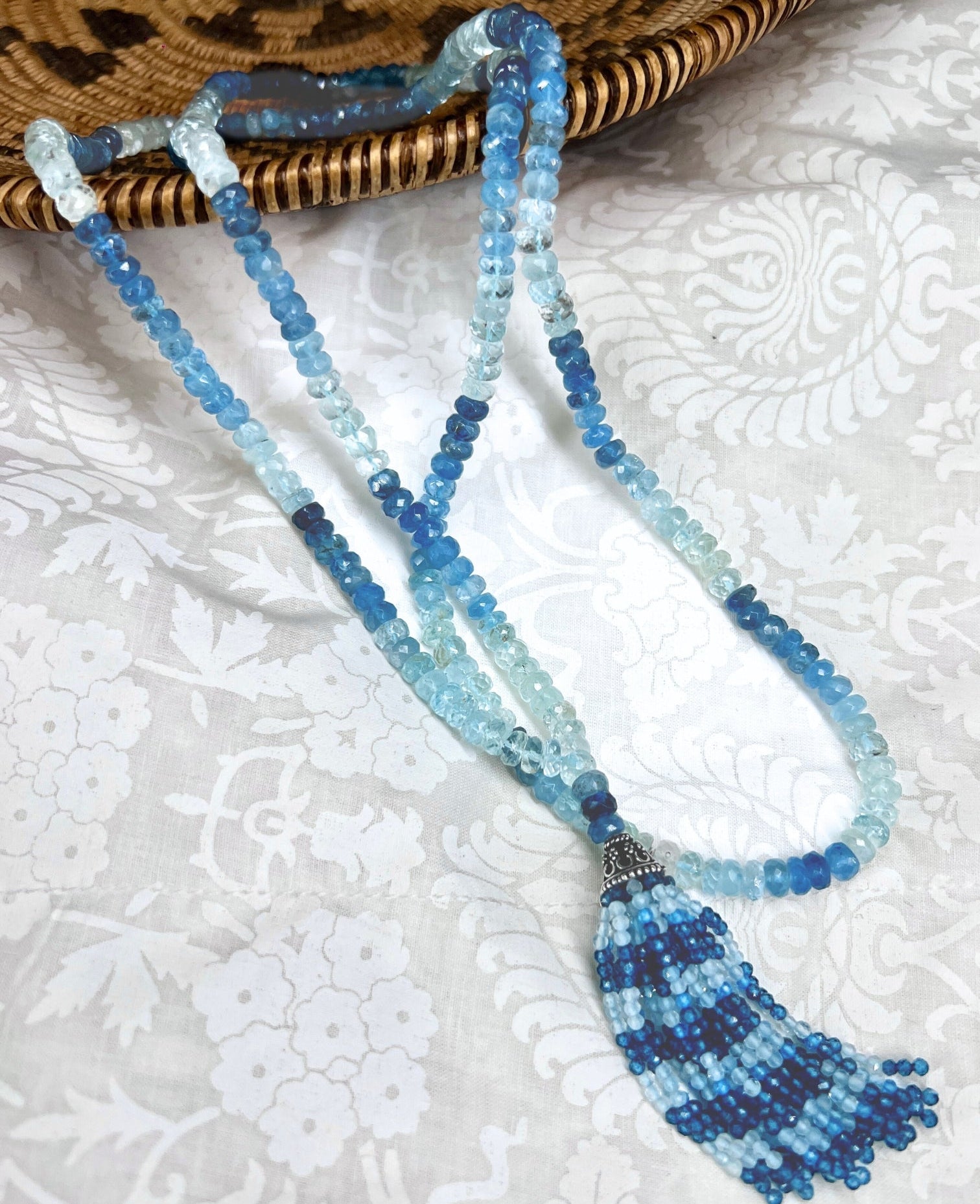 Faceted Aquamarine Mala Necklace
