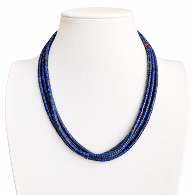 Exceptional Lapis and Heishi Three Strand Necklace Santo Domingo