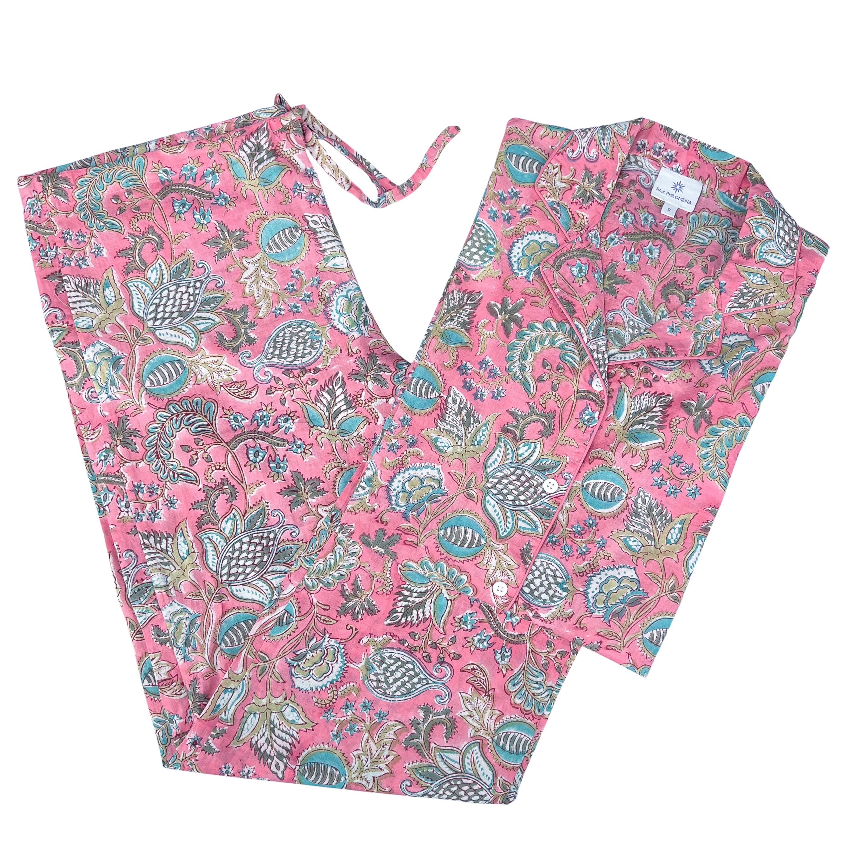 Farah Floral Pink Cotton Pajama Long Sleeve