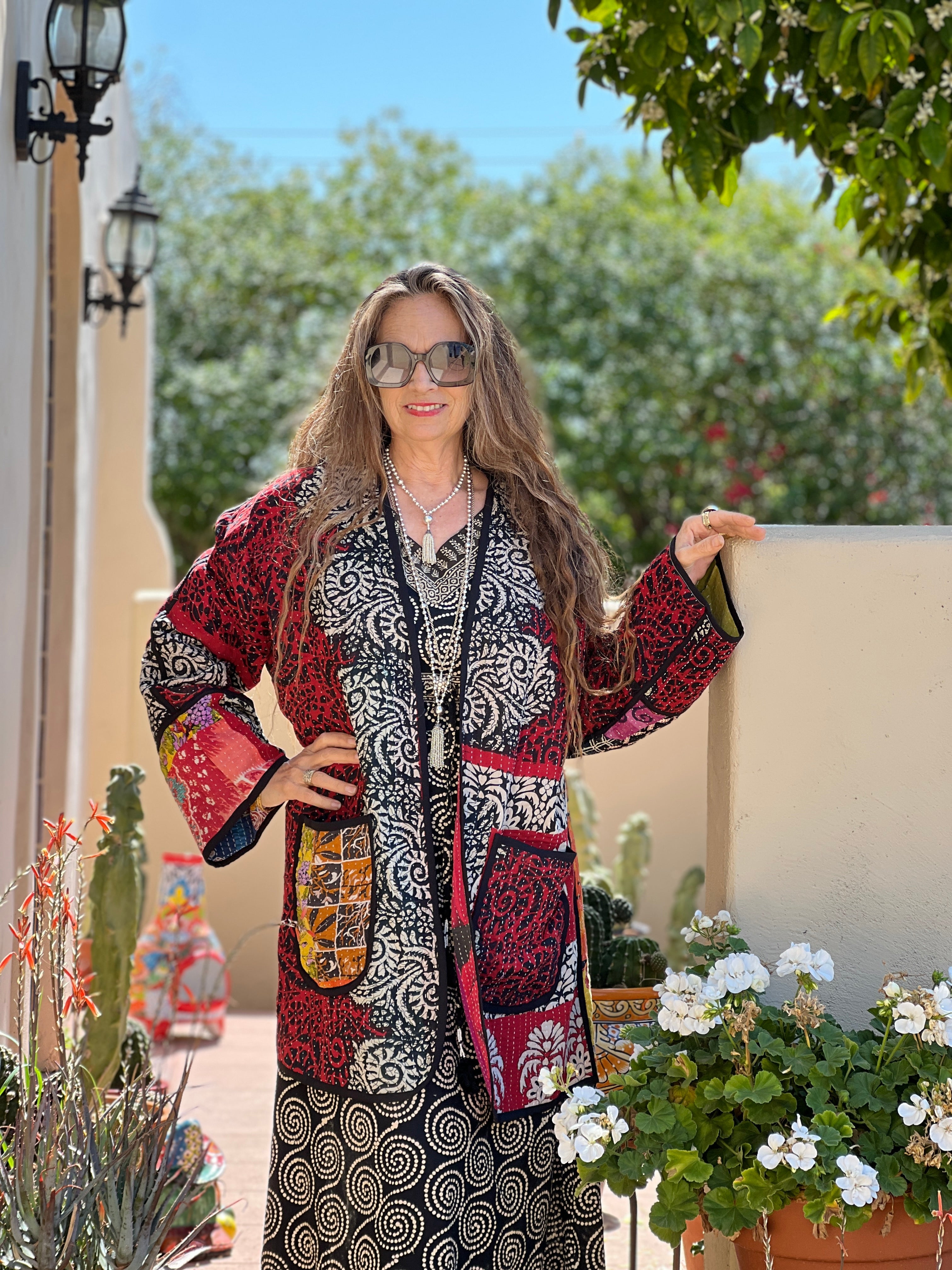 Kovalam Cotton Kantha Coat One of a Kind