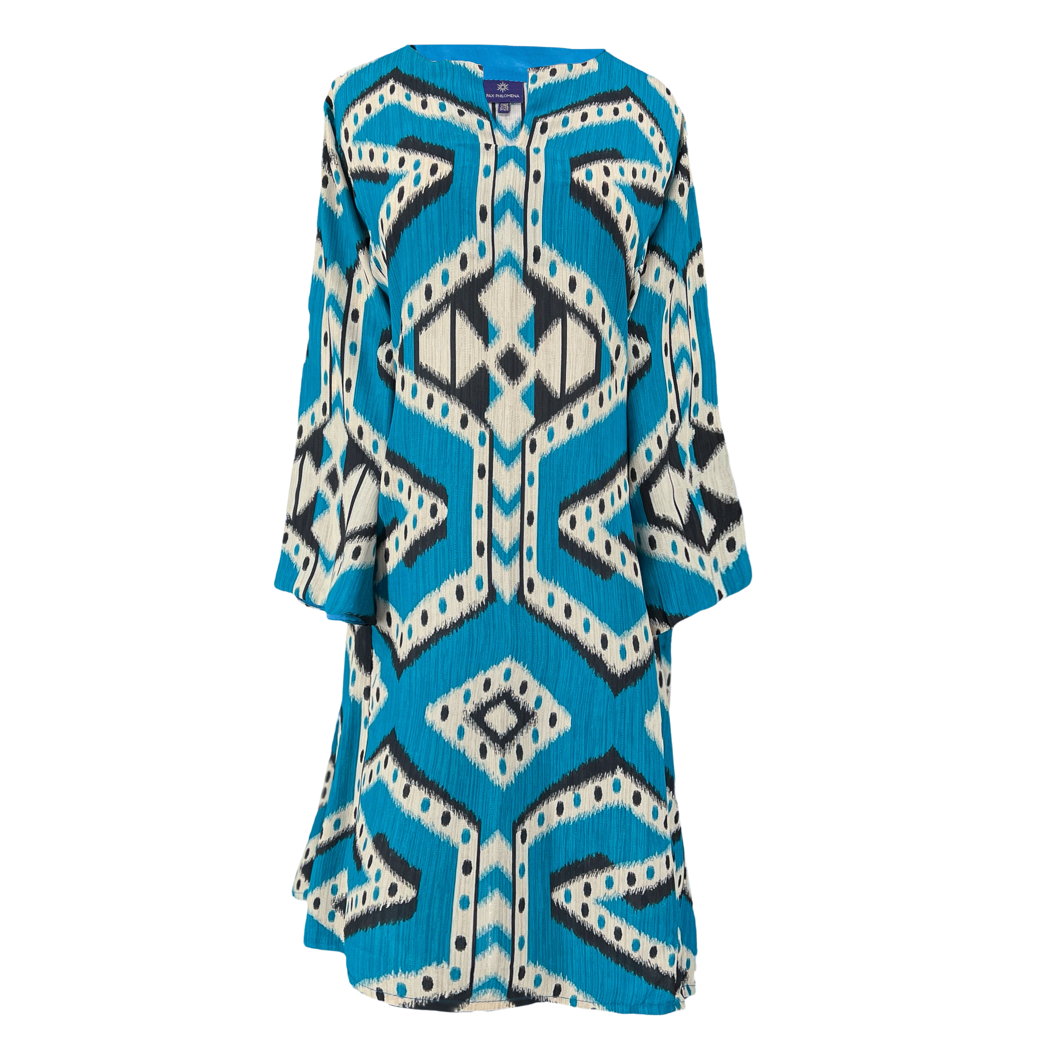 Bukhara Blue Ikat Italian Silk Tunic