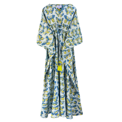 Beautiful Butterfly Blue Maxi Kaftan Dress Limited Edition