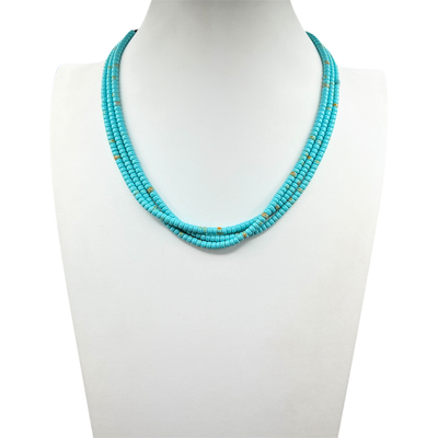 Turquoise Three Strand Heishi Necklace Santo Domingo