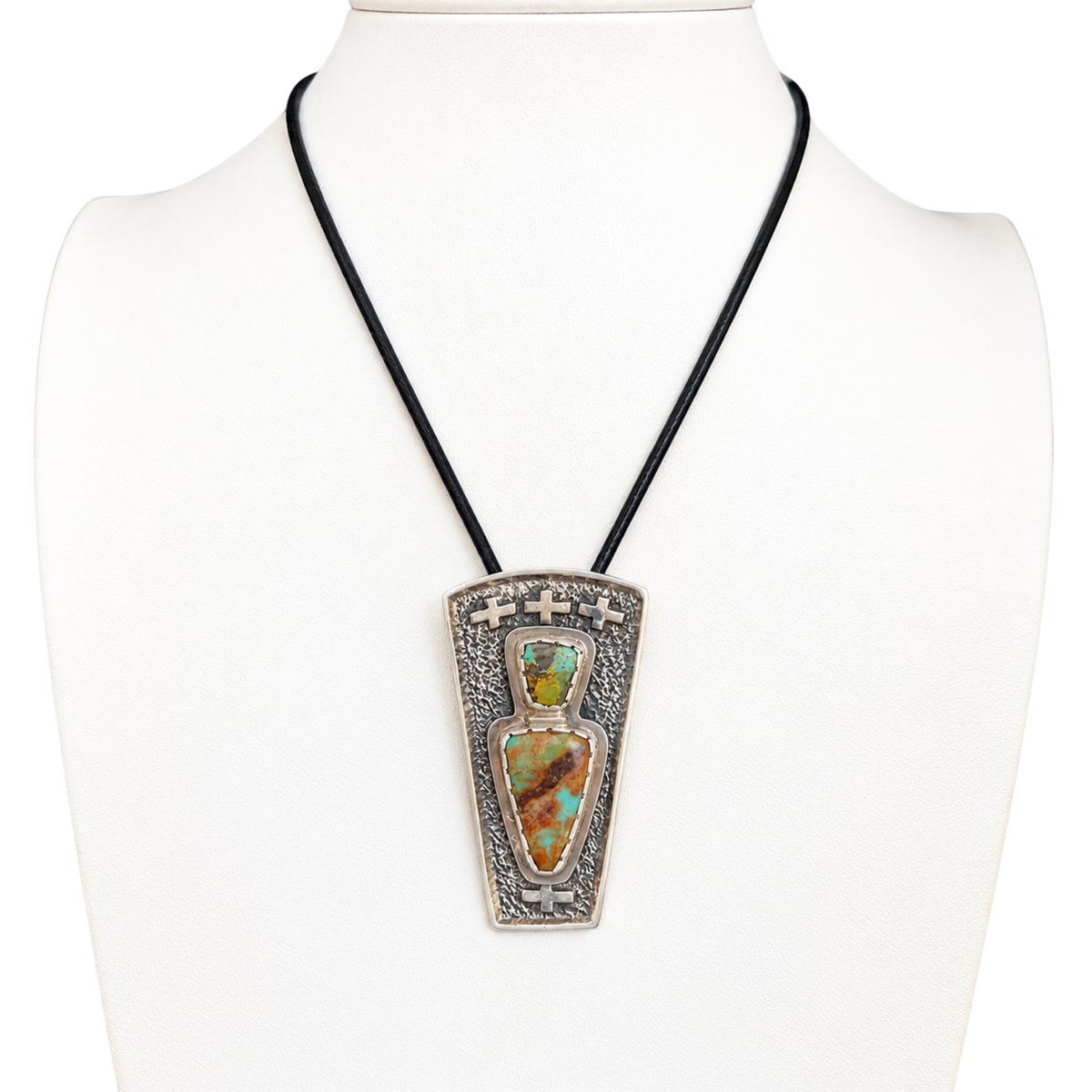 Navajo Yei Be Chei Silver and Royston Turquoise Pendant Necklace