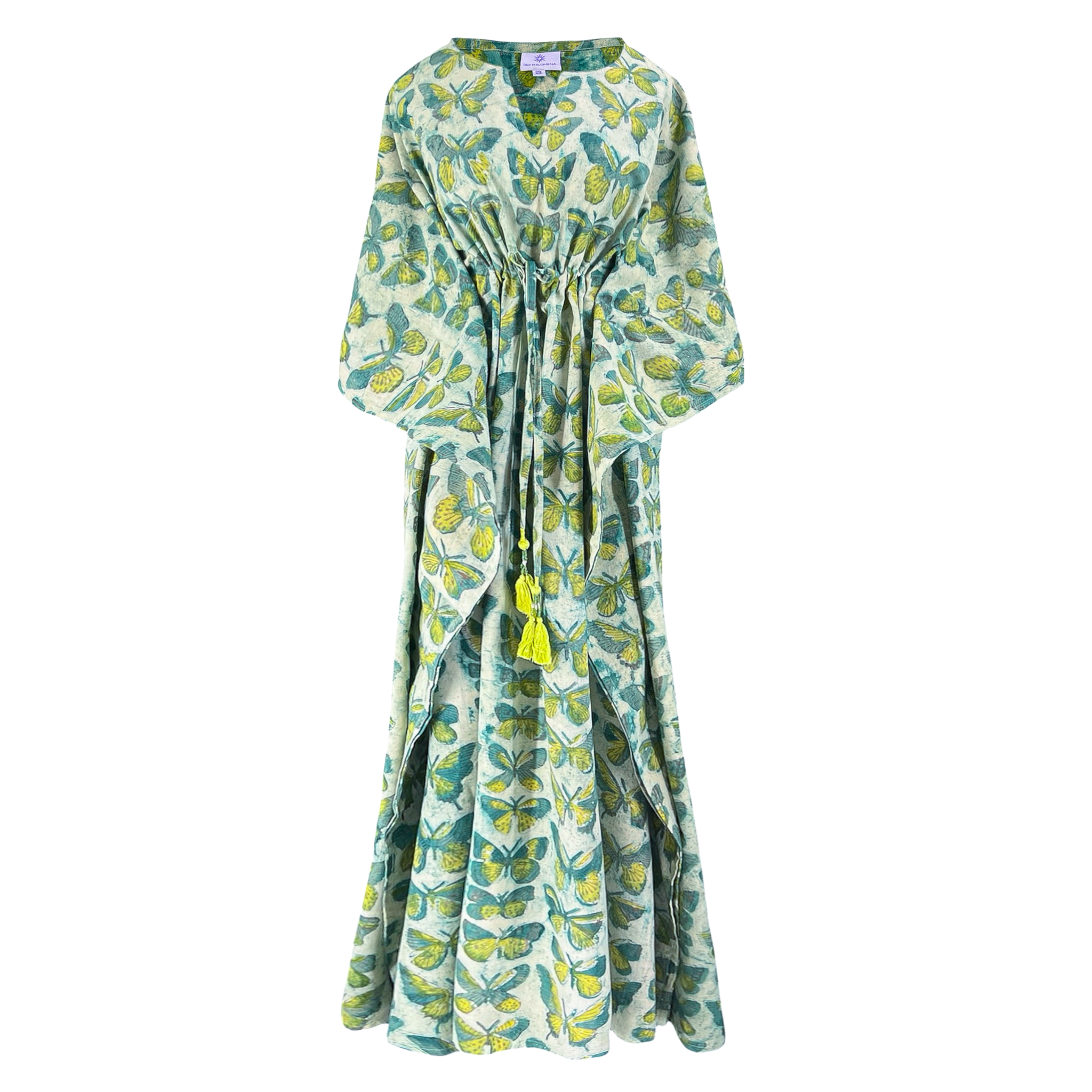 Beautiful Butterfly Green Maxi Kaftan Dress