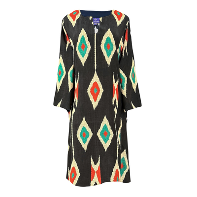 Tashkent Black Ikat Italian Silk Tunic