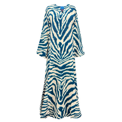 Zebra Petrolio Italian Silk Long Tunic