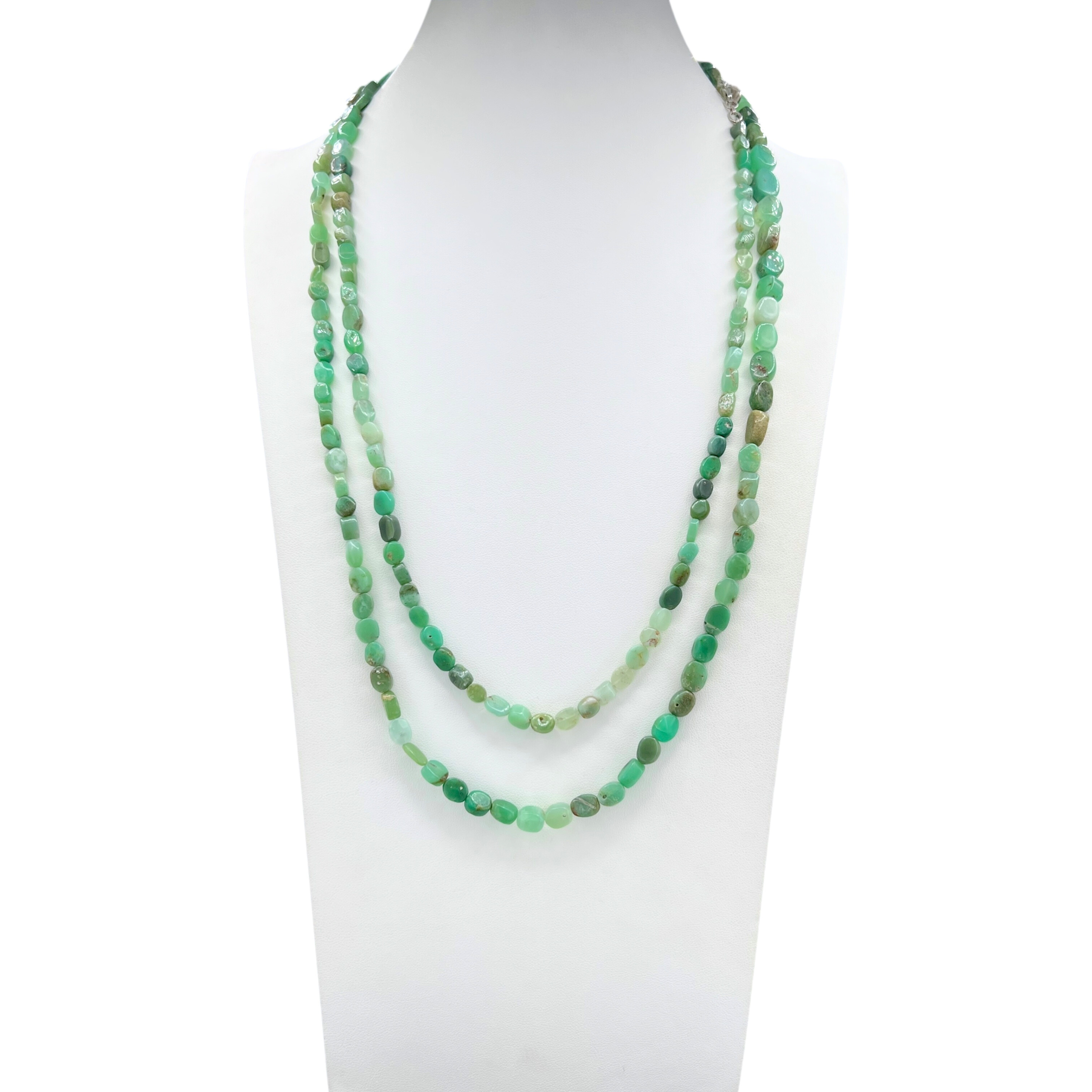 Chrysoprase Oval Mala Long Necklace