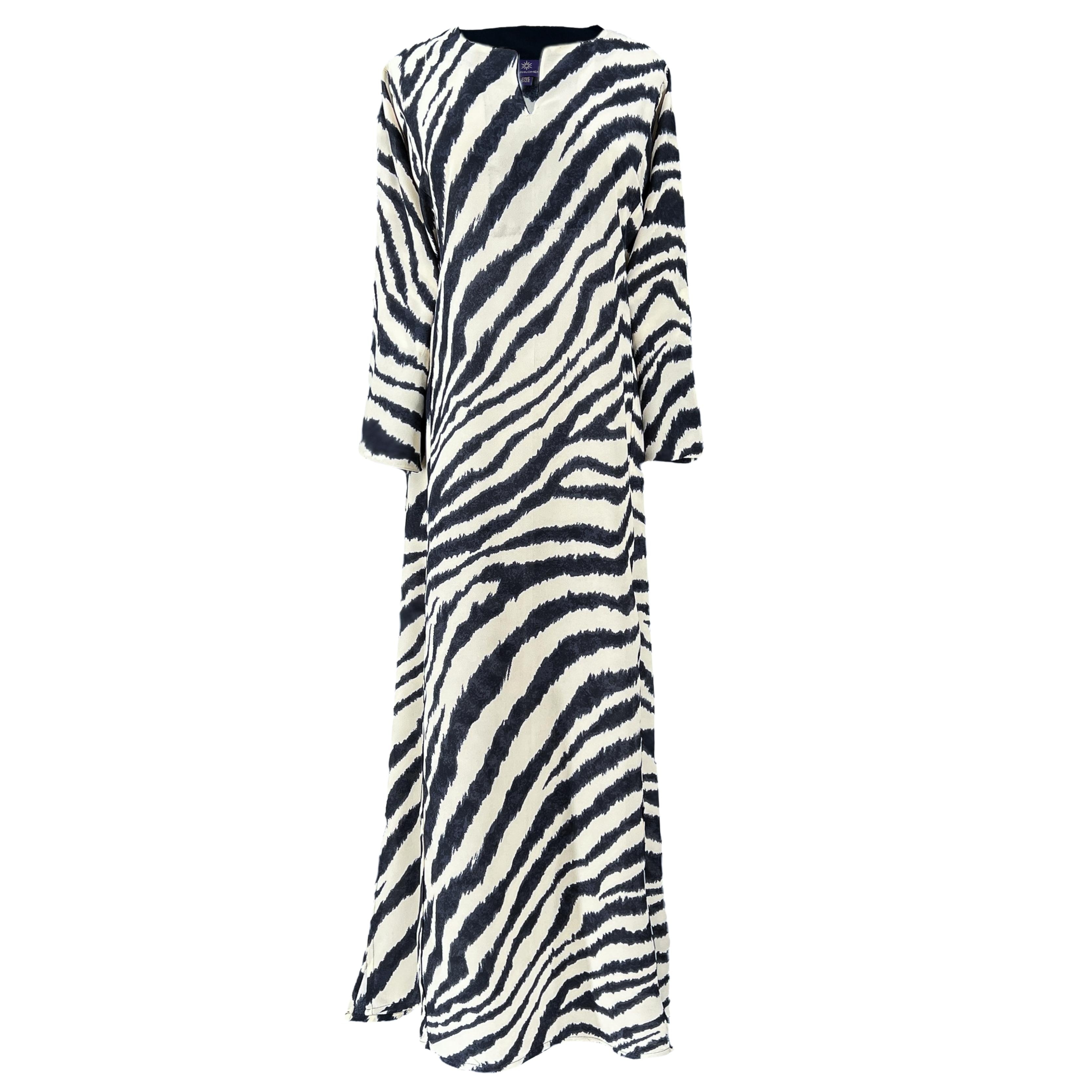 Zebra Carbone Italian Silk Long Tunic Dress