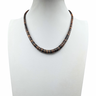 Rare Vintage Brown Heishi Shell Graduated Necklace Santo Domingo