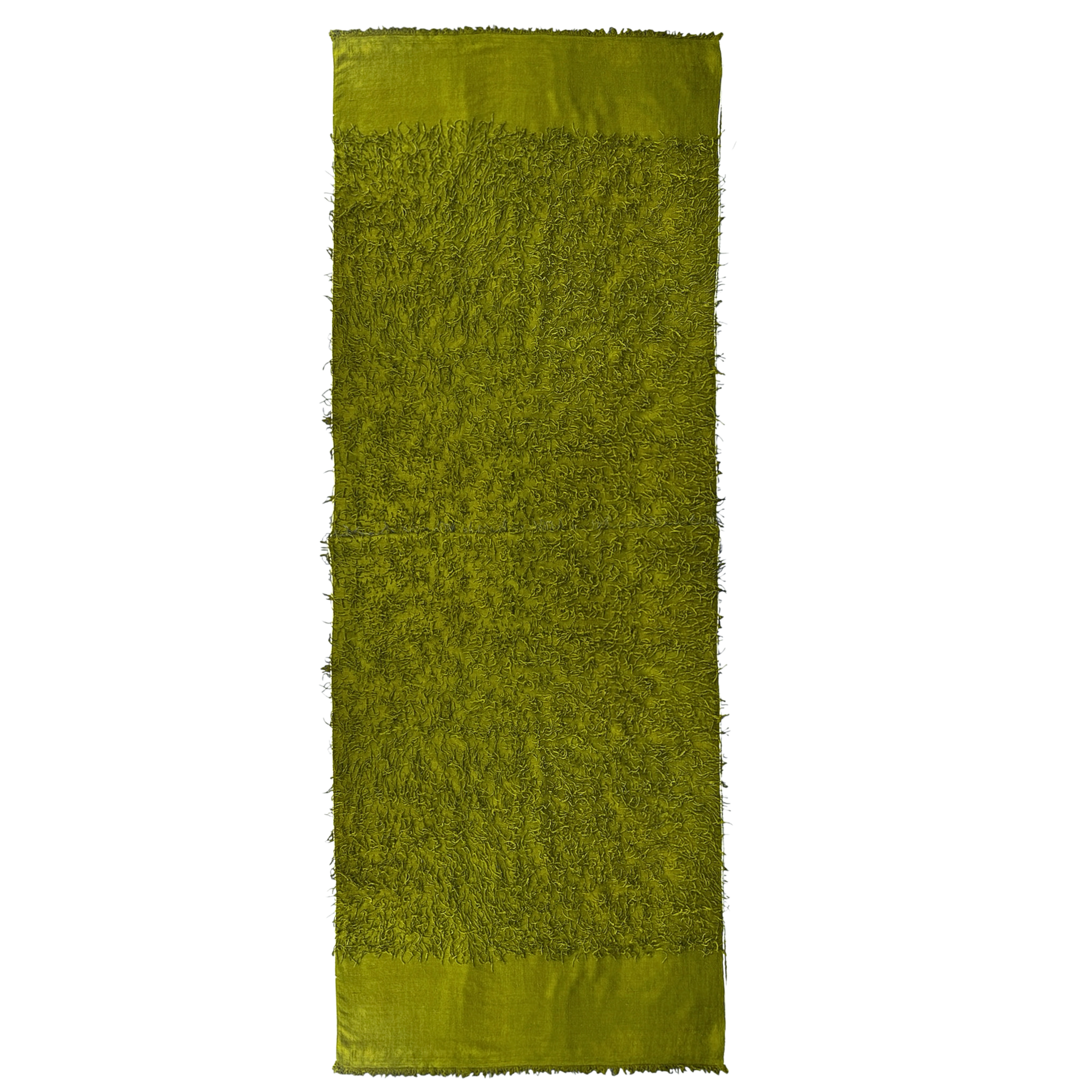 Olive Green Feathered Pashmina Shawl Hand Woven One of a Kind