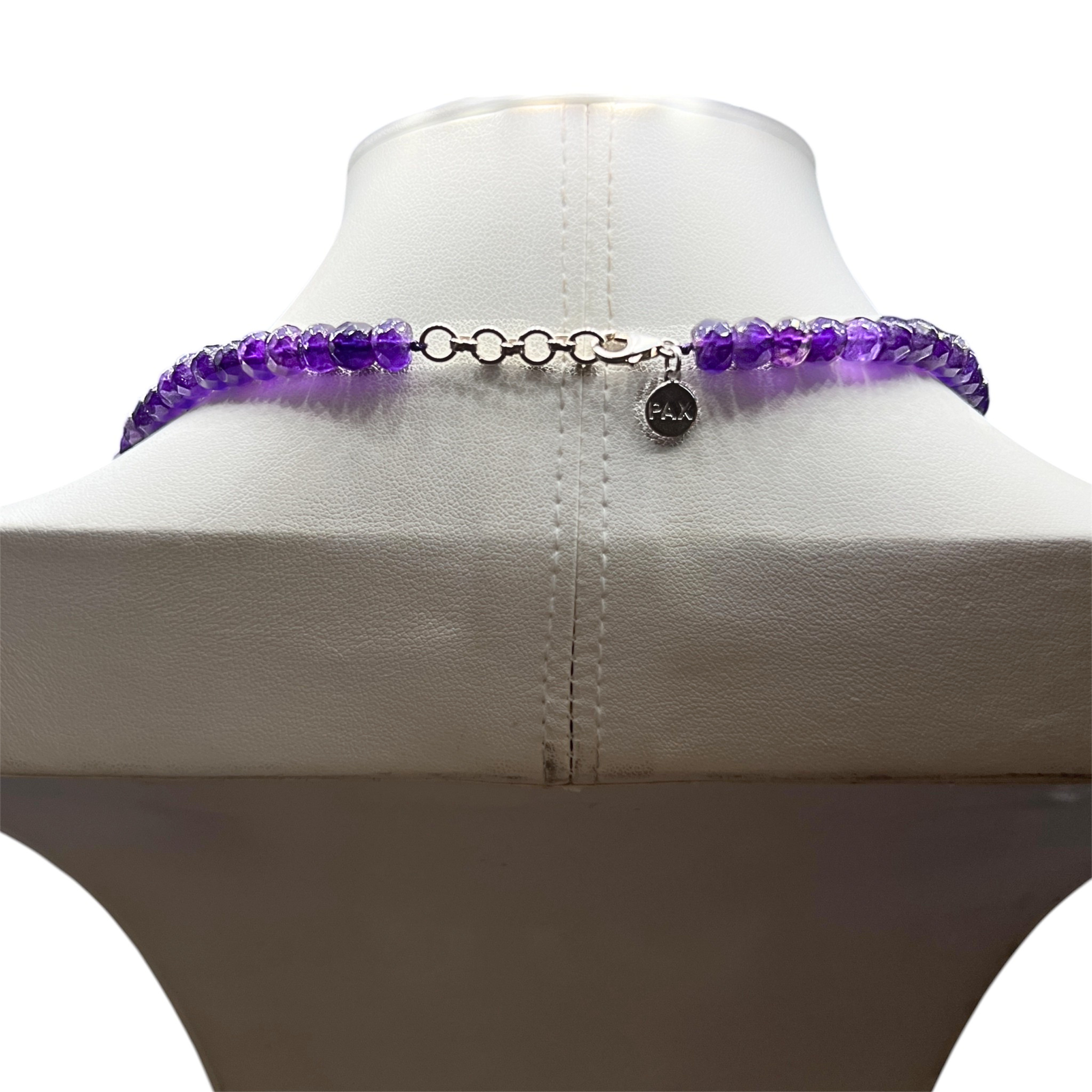 Faceted Amethyst Tassel Mala Necklace