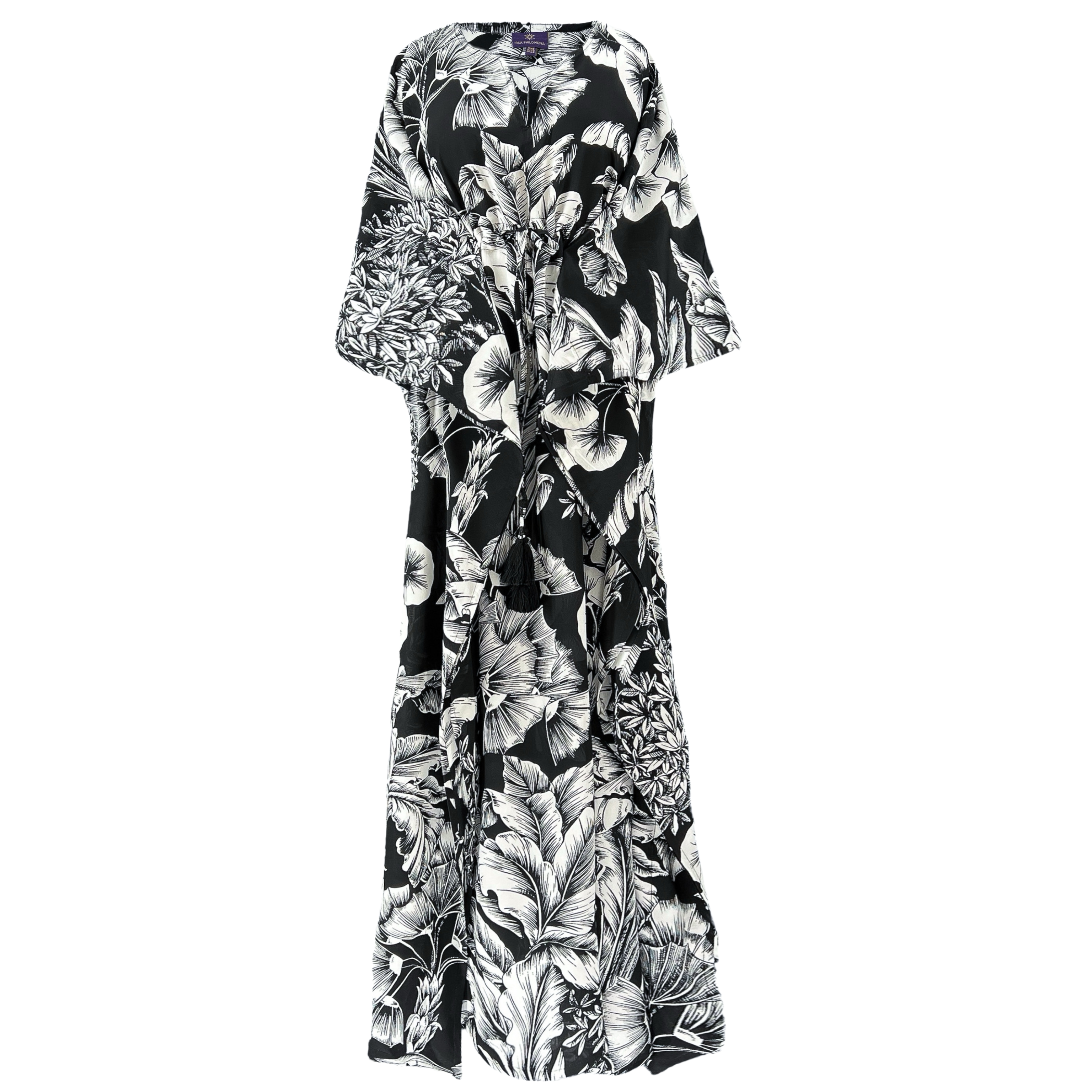 Giardino Nero Italian Silk Maxi Kaftan Dress