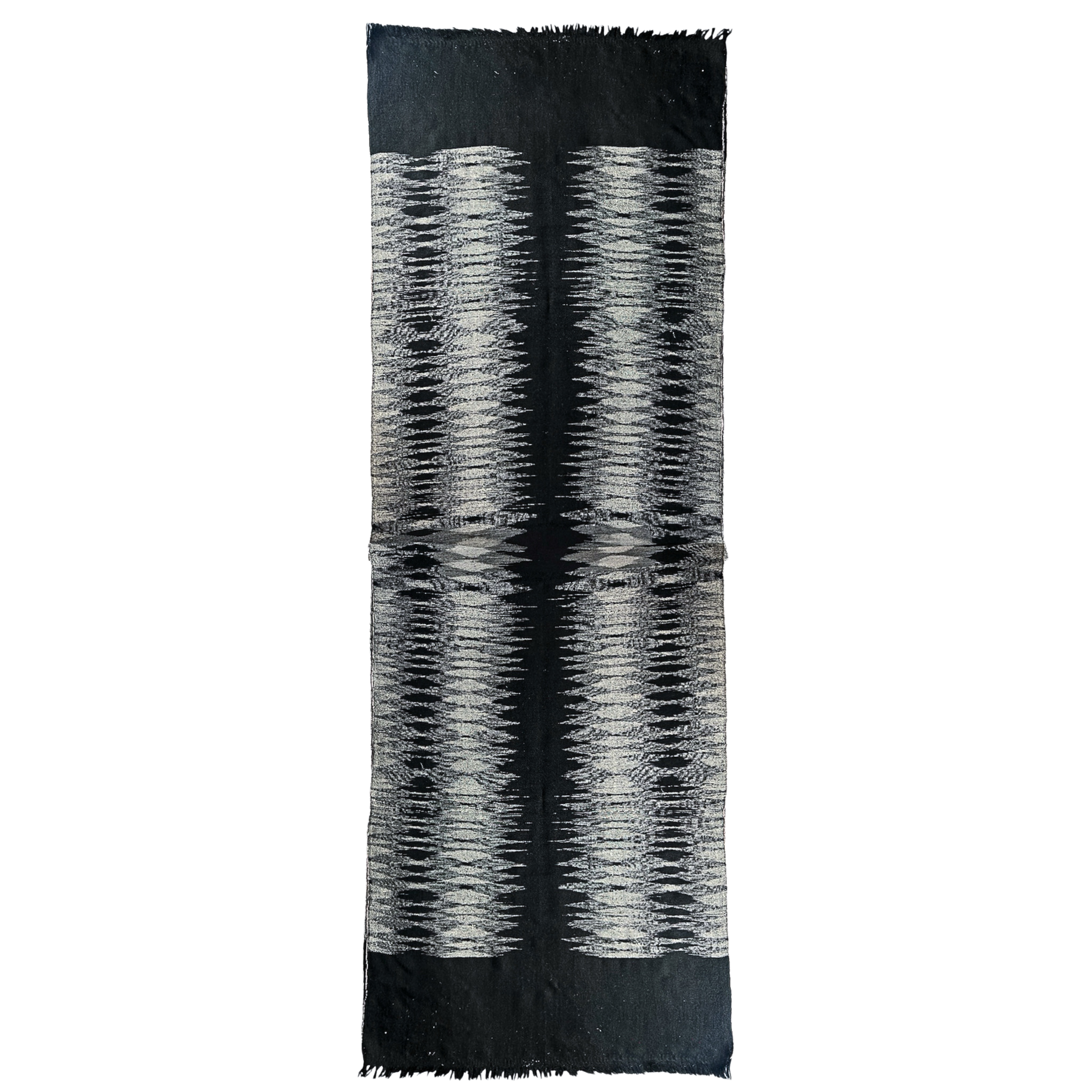 Black and Grey Ikat Pashmina Shawl One of a Kind
