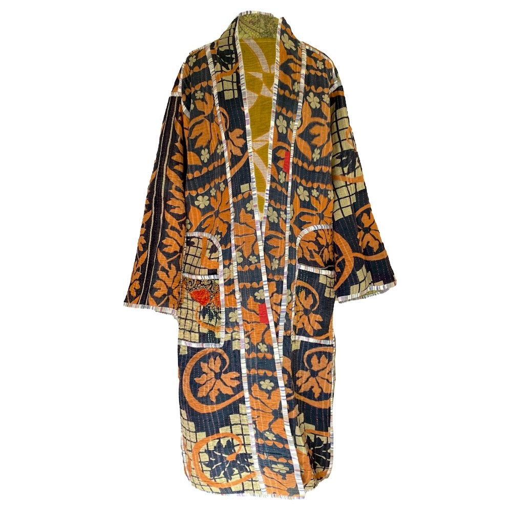 Aalia Vintage Cotton Kantha Coat One of a Kind