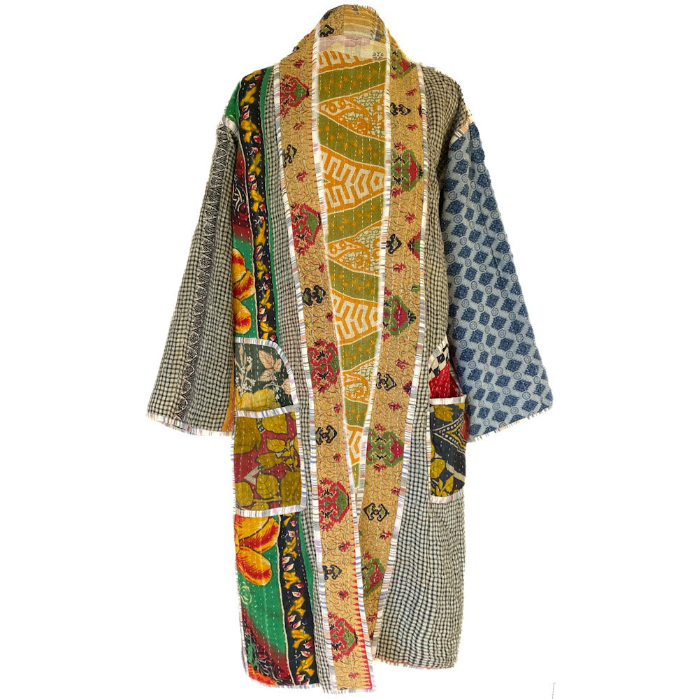 Itza Cotton Quilted Vintage Kantha Coat One of a Kind