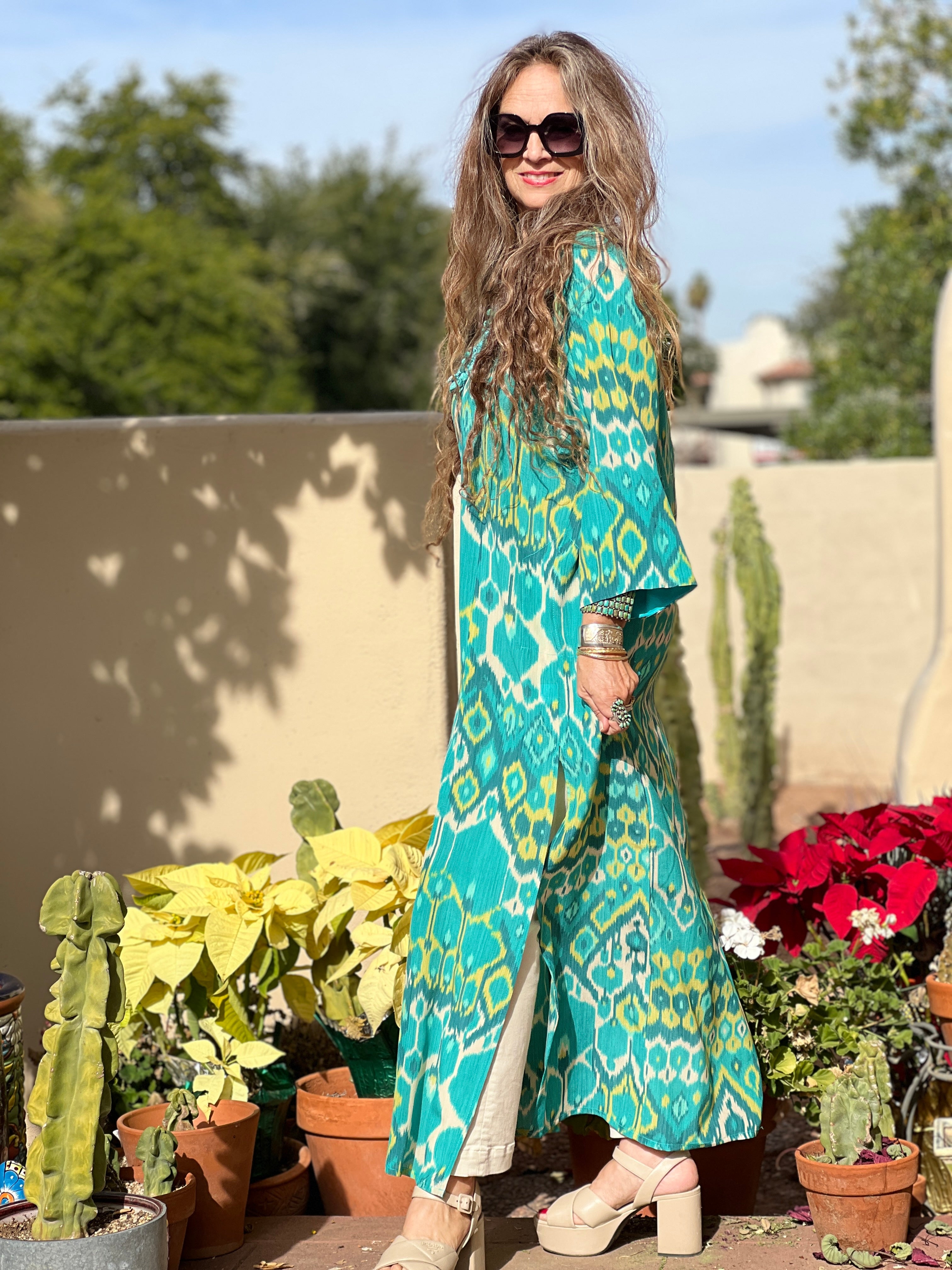 Acqua Vita Italian Silk Long Tunic Dress On Back Order 8-10 Weeks