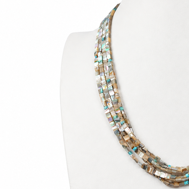 Abalone, Turquoise, and Heishi Shell Santo Domingo Necklace