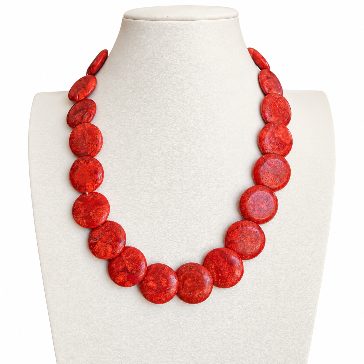 Apple Coral and Turquoise Disc Necklace Santo Domingo