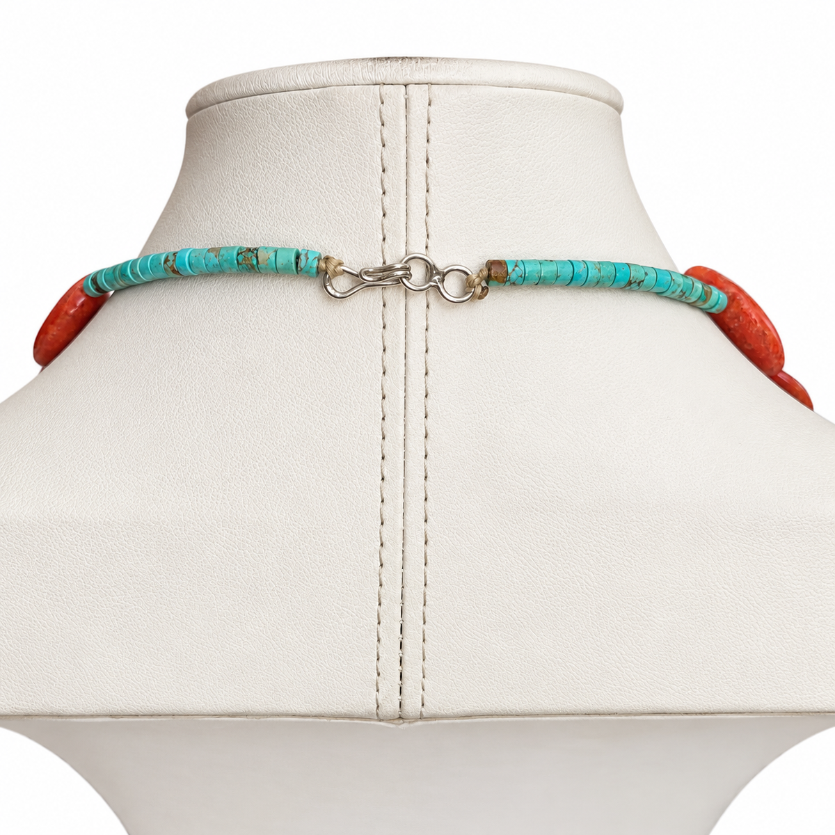Apple Coral and Turquoise Disc Necklace Santo Domingo