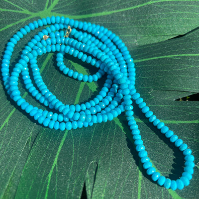 Faceted Sleeping Beauty Turquoise and 18Kt Gold Necklace