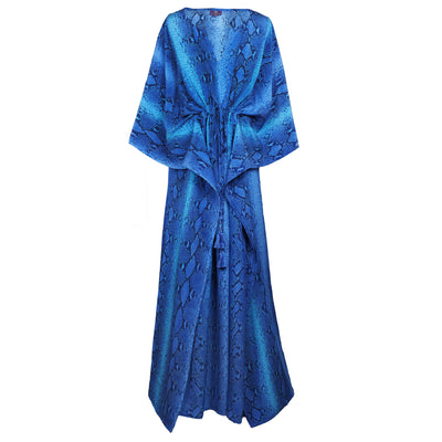 Cobalt Blue Serpente Italian Silk Maxi