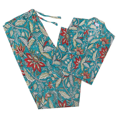 Catherine Long Sleeve Cotton Pajamas Hand Printed