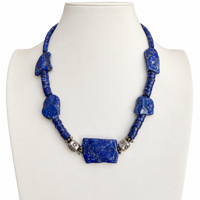 Chunky Lapis and Silver Necklace Santo Domingo
