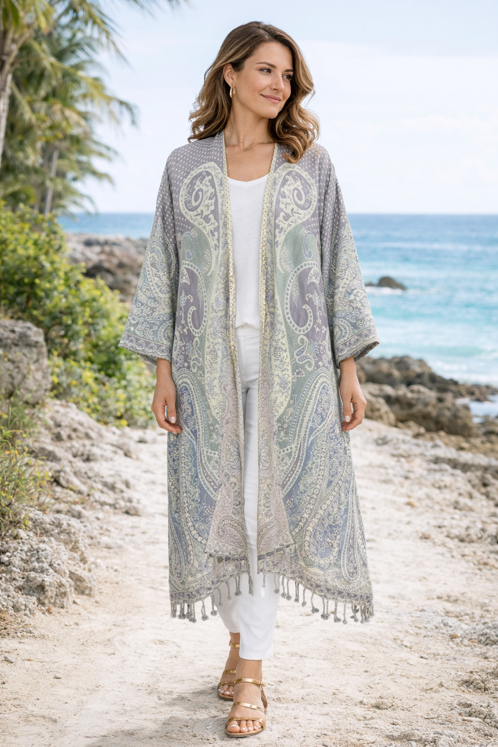 Enchanting Polka Dot Paisley Kimono Coat One of a Kind