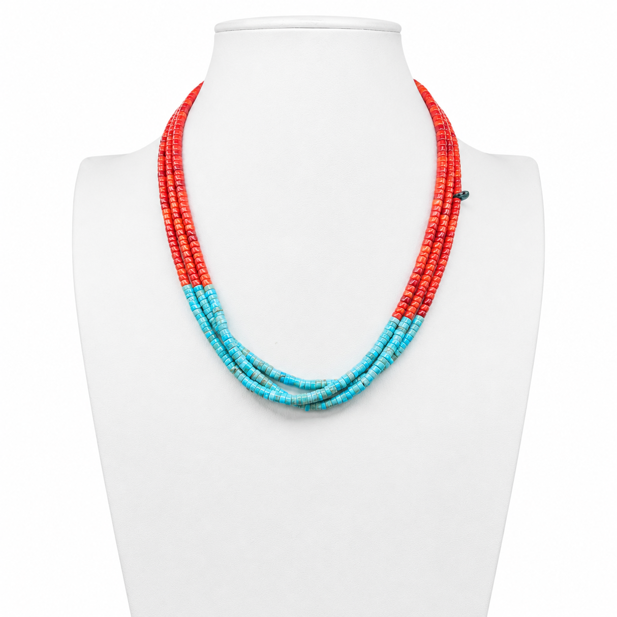 Coral, Turquoise, and Heishi Santo Domingo Necklace