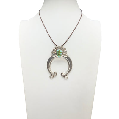 Royston Turquoise and Silver Navajo Naja Necklace