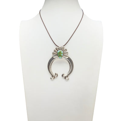 Royston Turquoise and Silver Navajo Naja Necklace