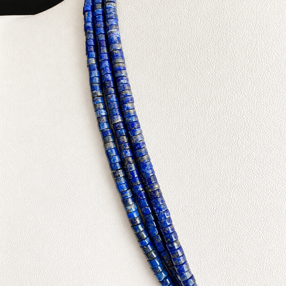 Exceptional Lapis and Heishi Three Strand Necklace Santo Domingo