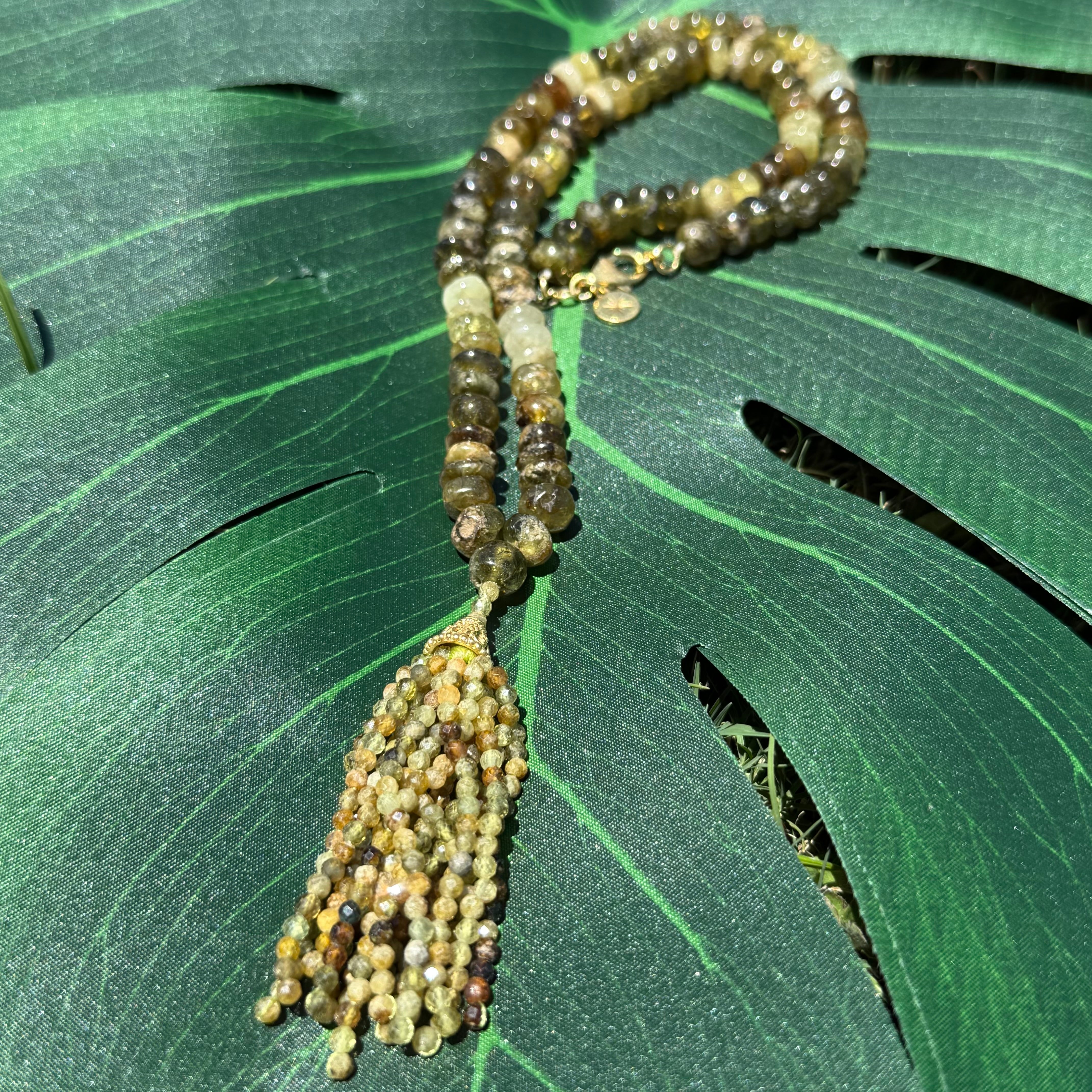 Grossular Green Garnet Mini Mala Necklace