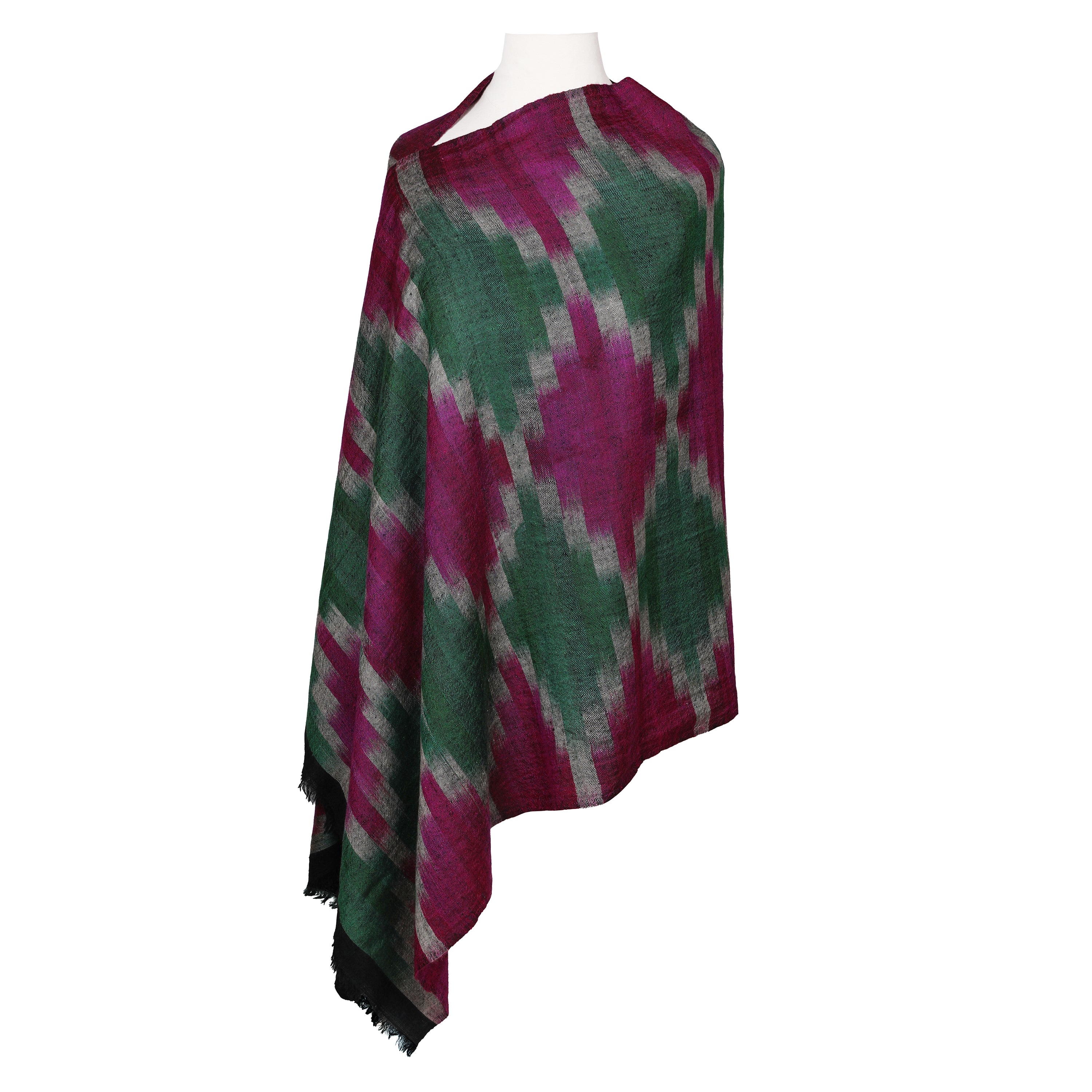 Emerald Dream Ikat Pashmina Kashmiri Shawl