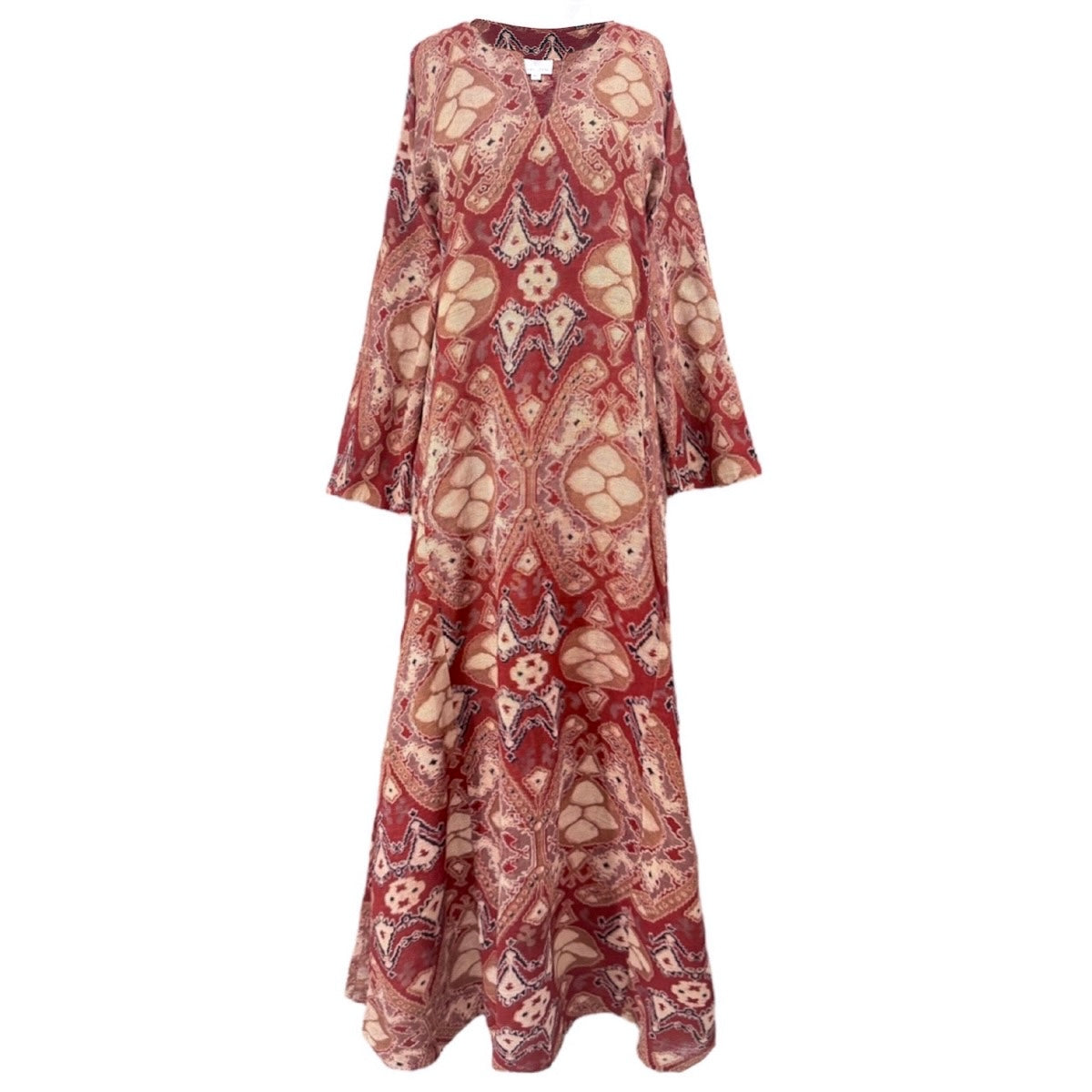 Dubai Dunes Red Long Tunic Dress Khadi Fabric One of a Kind