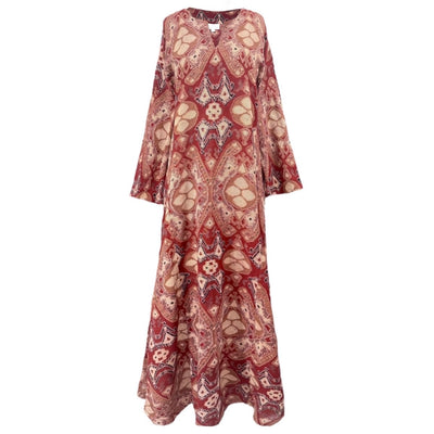 Dubai Dunes Red Long Tunic Dress Khadi Fabric One of a Kind