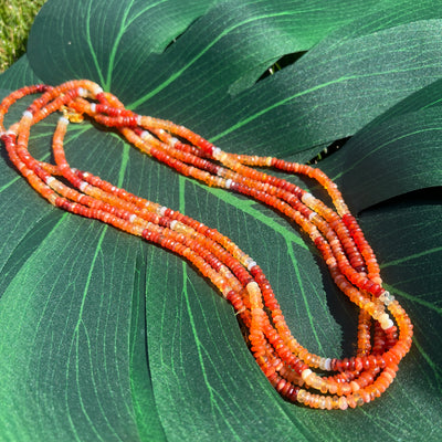 Faceted Fire Opal Extra Long Necklace
