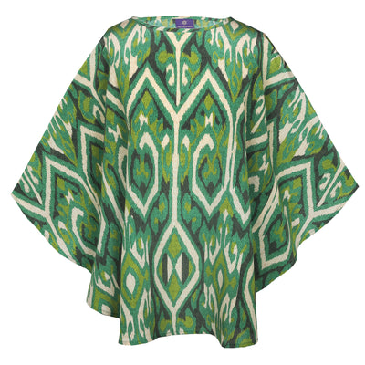 Gallipoli Green Ikat Italian Silk Poncho