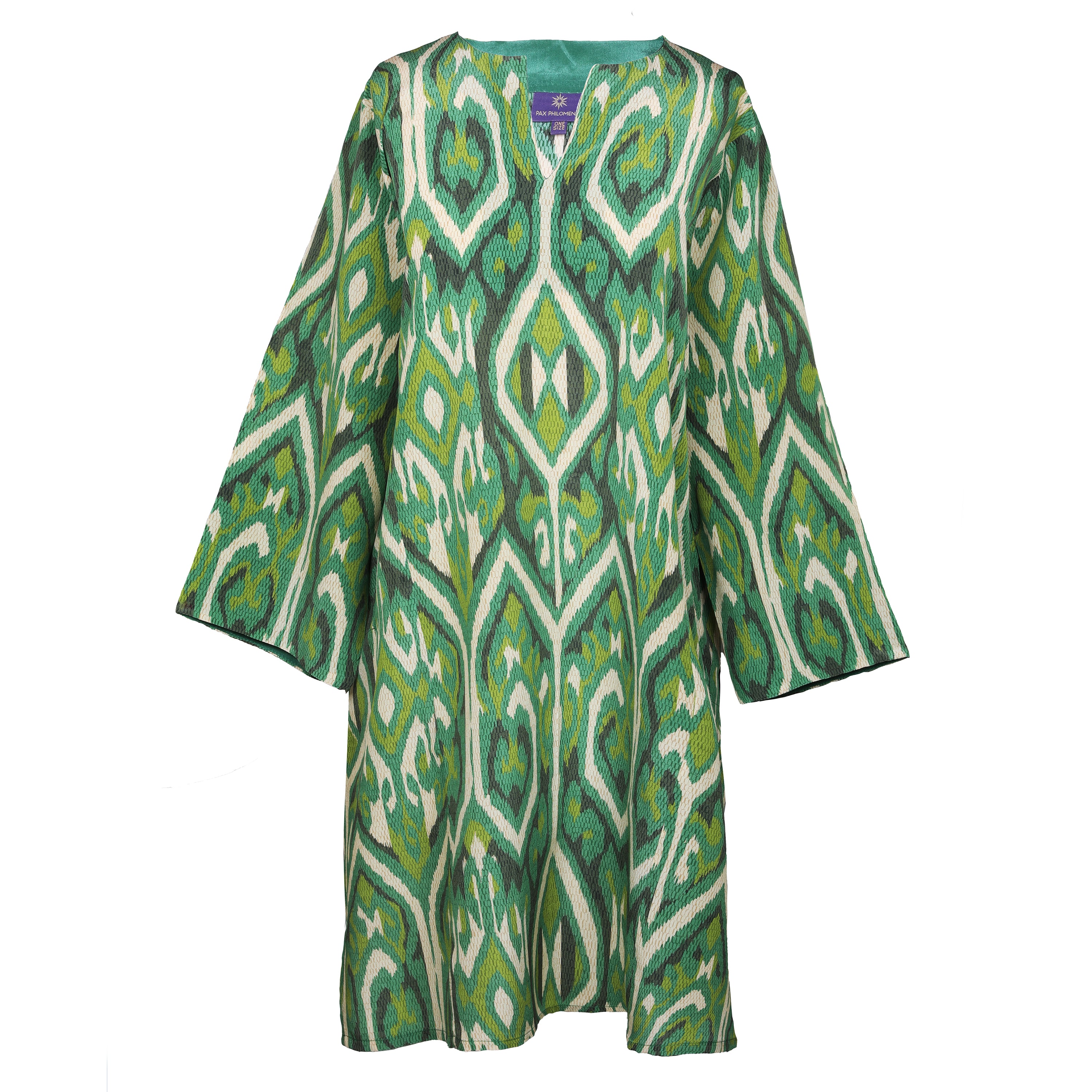 Gallipoli Green Ikat Italian Silk Tunic