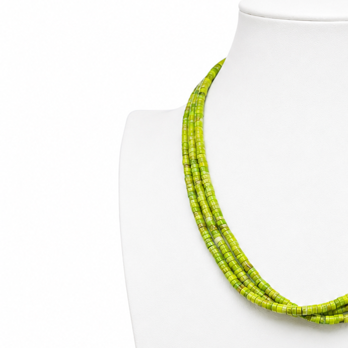 Gaspeite and Heishi Santo Domingo Necklace