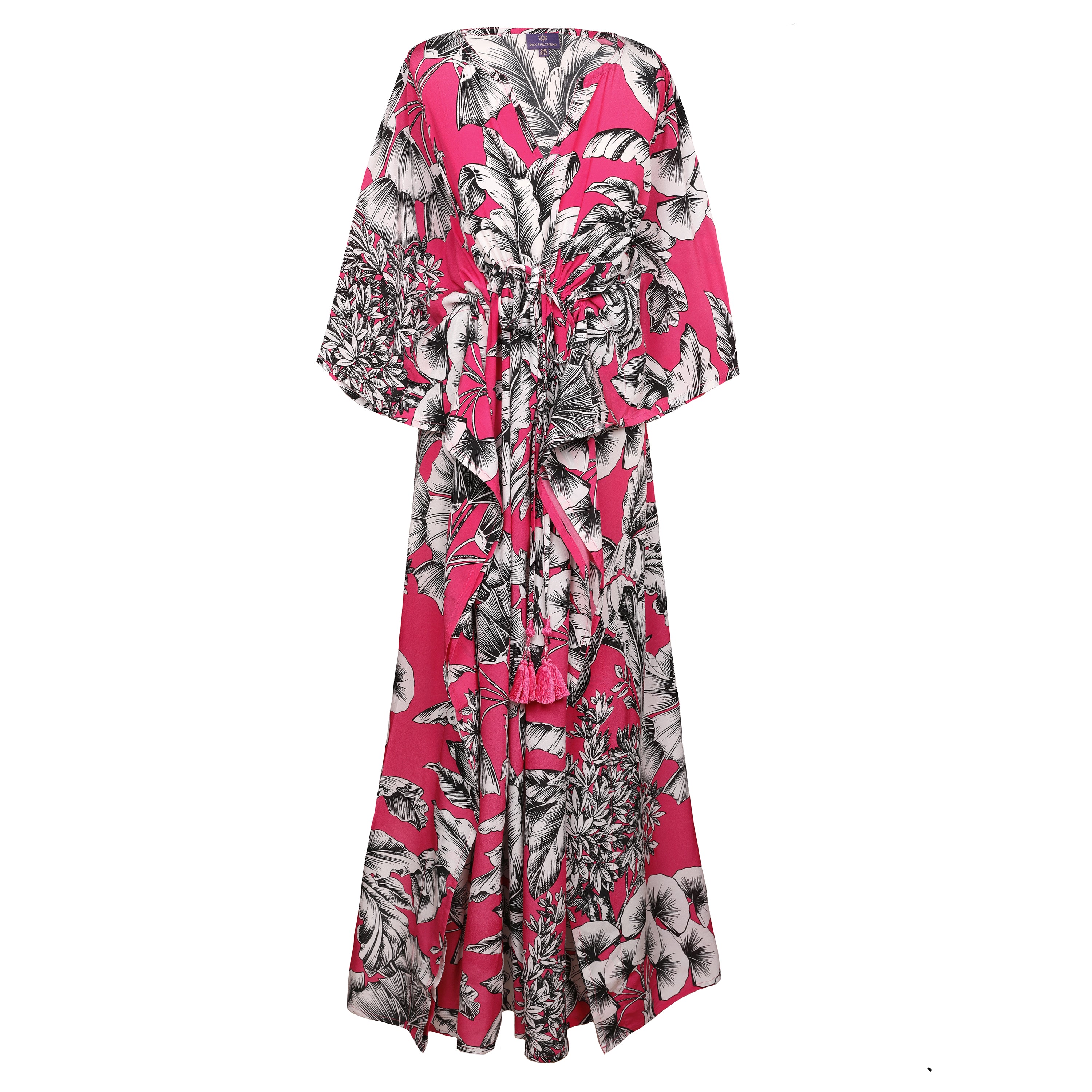 Giardino Azalea Italian Silk Maxi Kaftan Dress