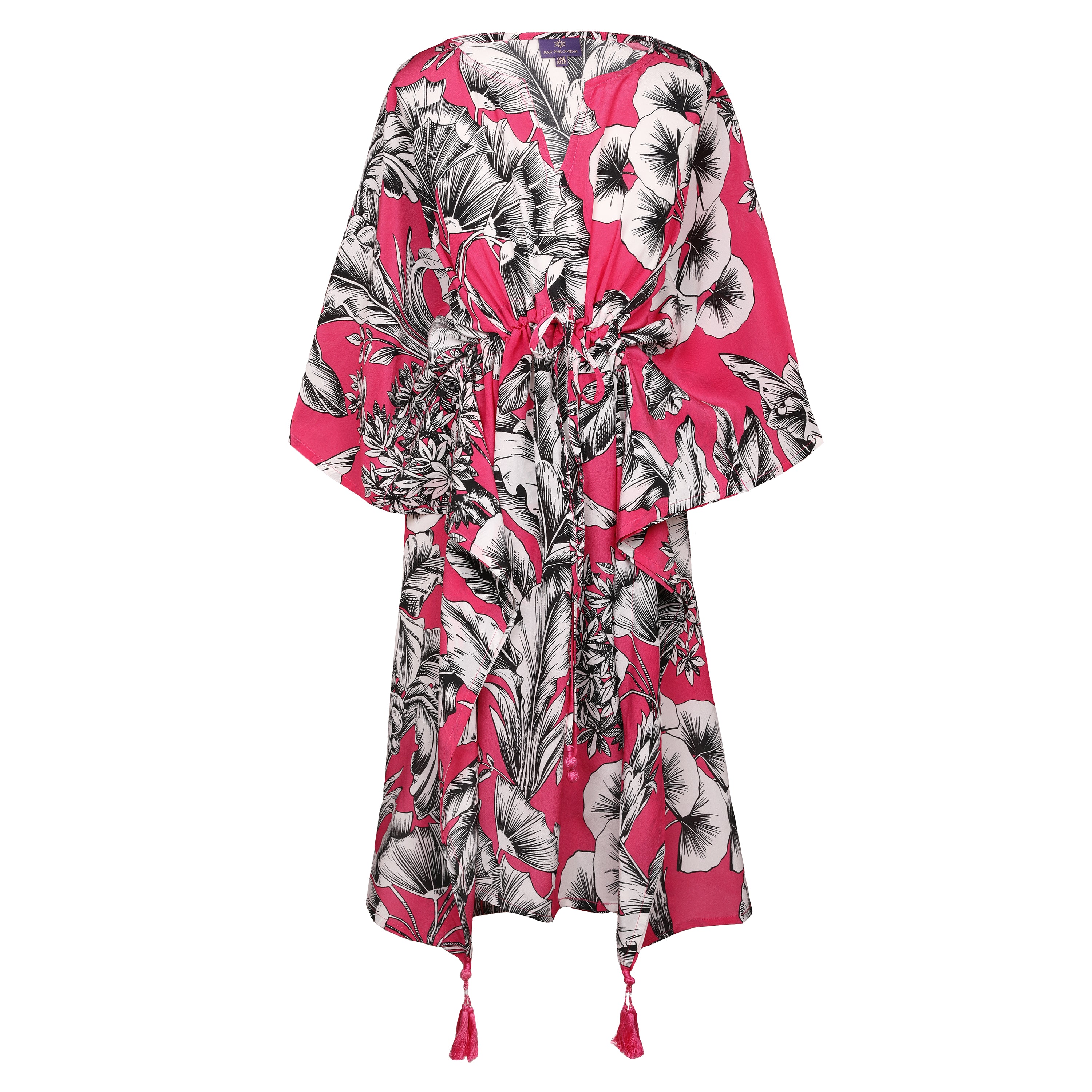 Giardino Azalea Italian Silk Midi Kaftan Dress