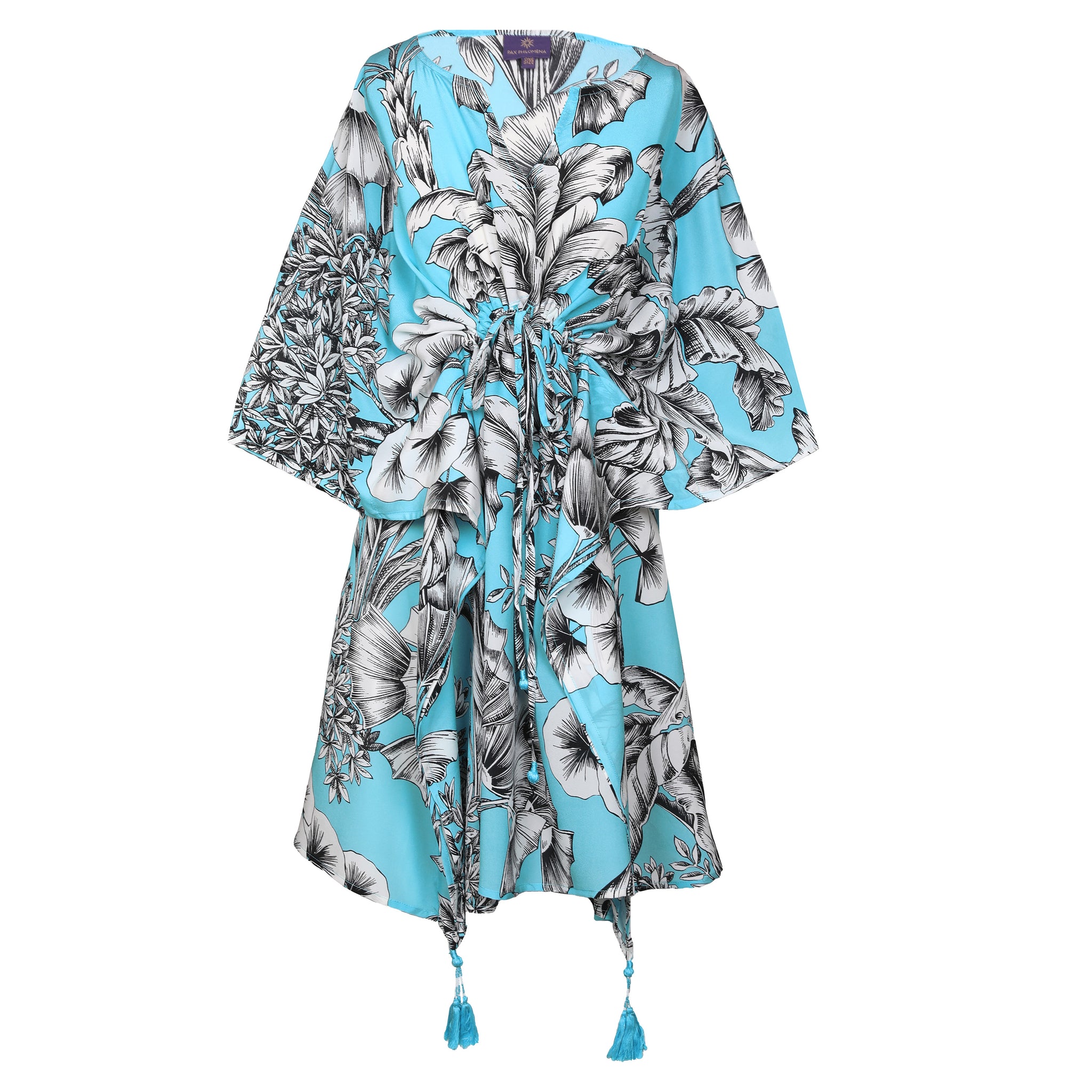 Giardino Giallo Italian Silk Maxi Kaftan Dress