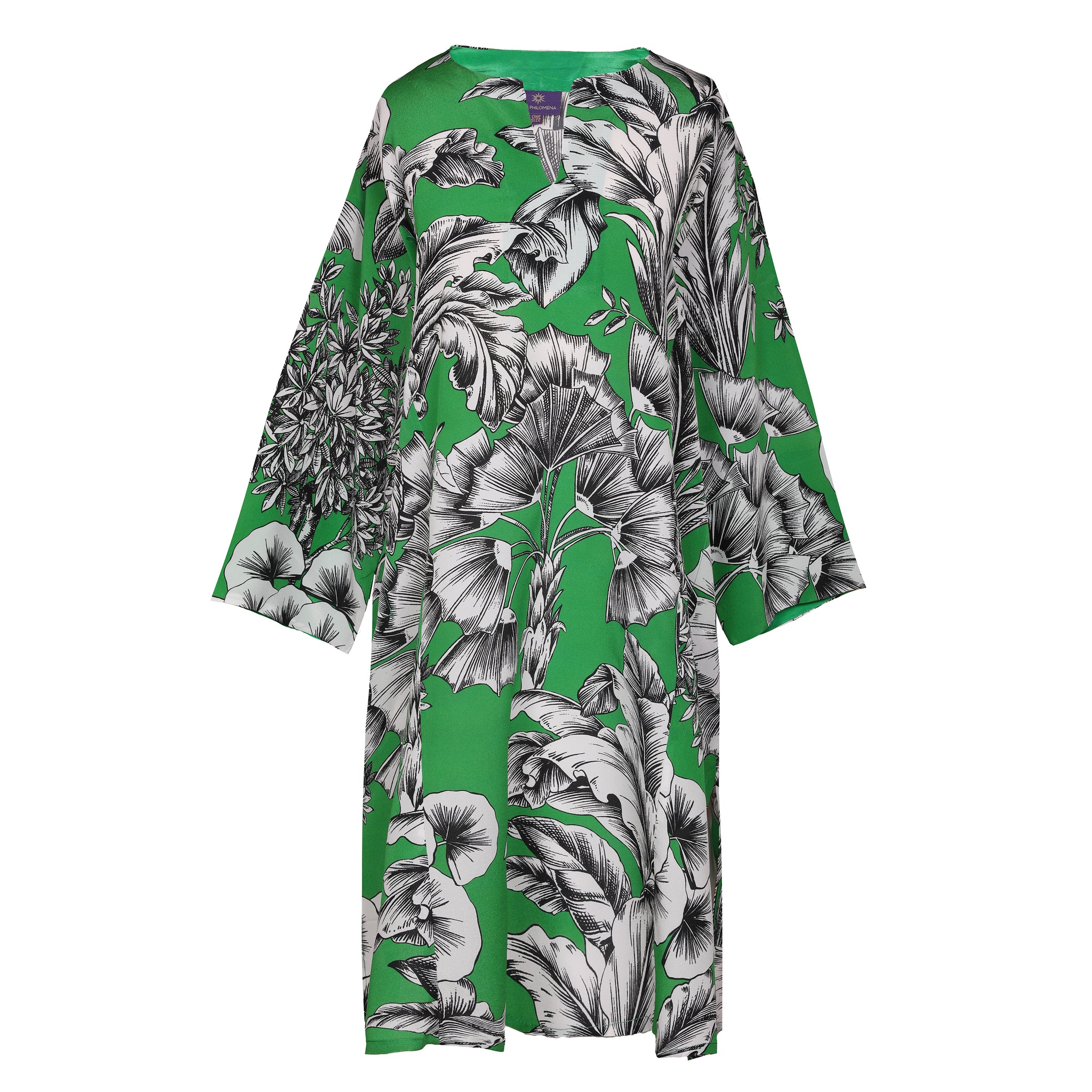 Giardino Azalea Italian Silk Midi Kaftan Dress