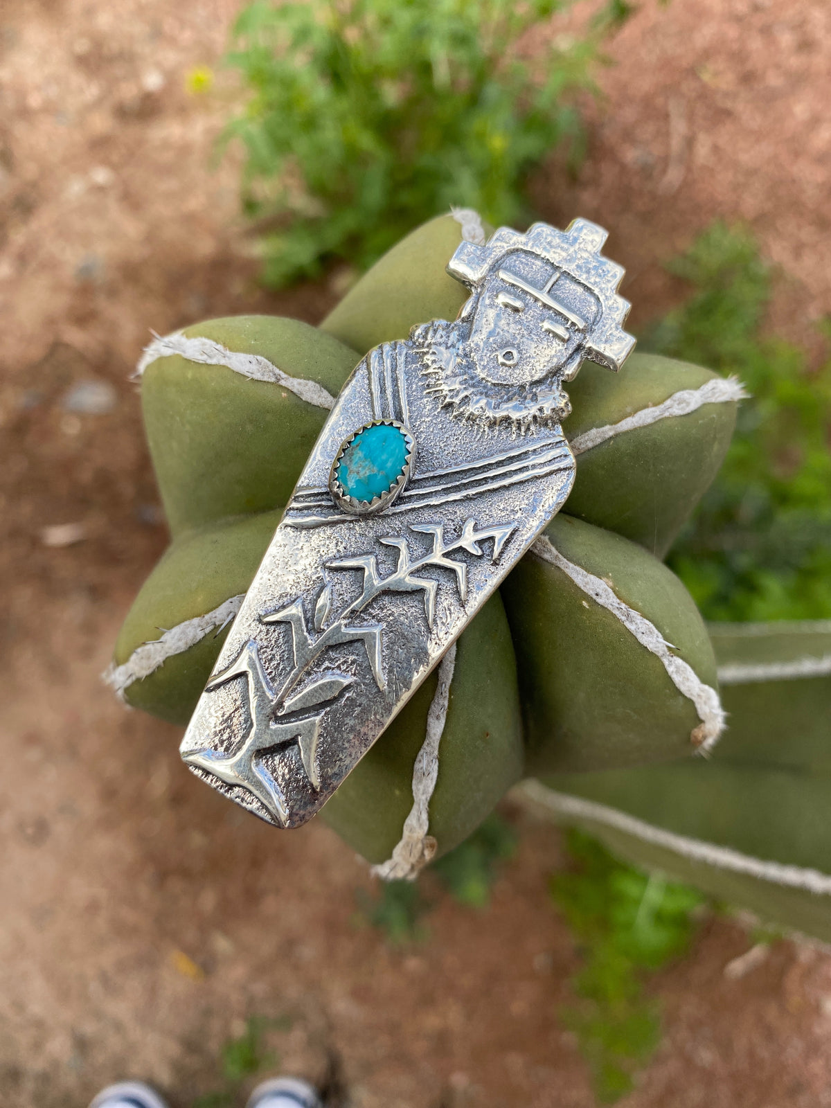 Navajo Silver and Sleeping Beauty Turquoise Corn Maiden Necklace